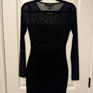 Forever 21 Elegant Black Long Sleeve Dress
